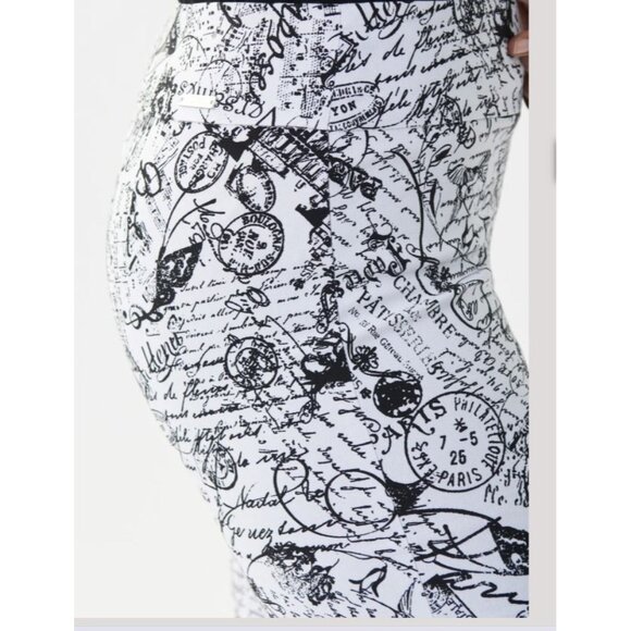Joseph Ribkoff Cropped Pants Black & White Big City Print Size 4 - Picture 3 of 10